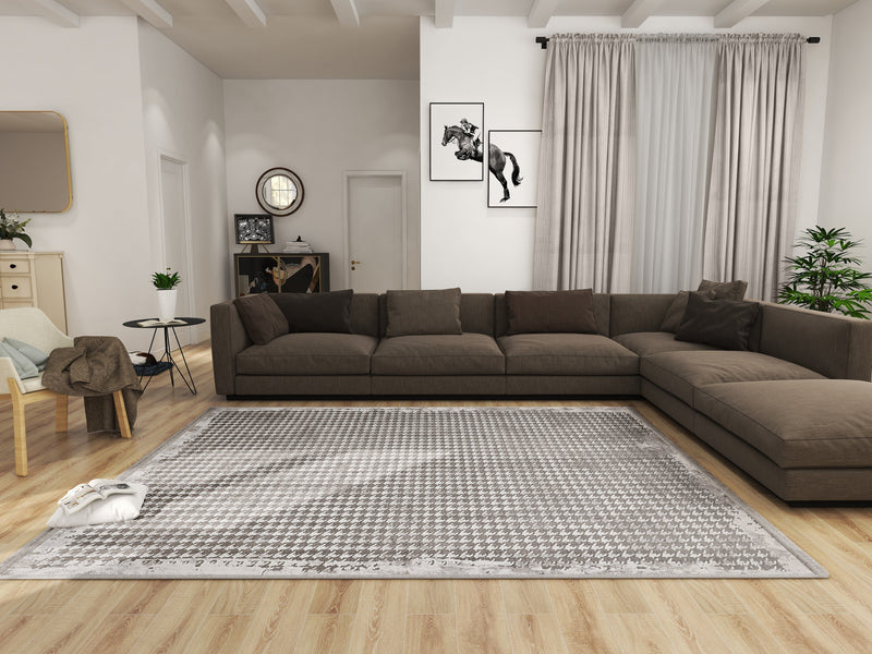 Dolce Vita Halı Quadro 3702 Antrasit Salon Halısı - Dolce Vita Halı