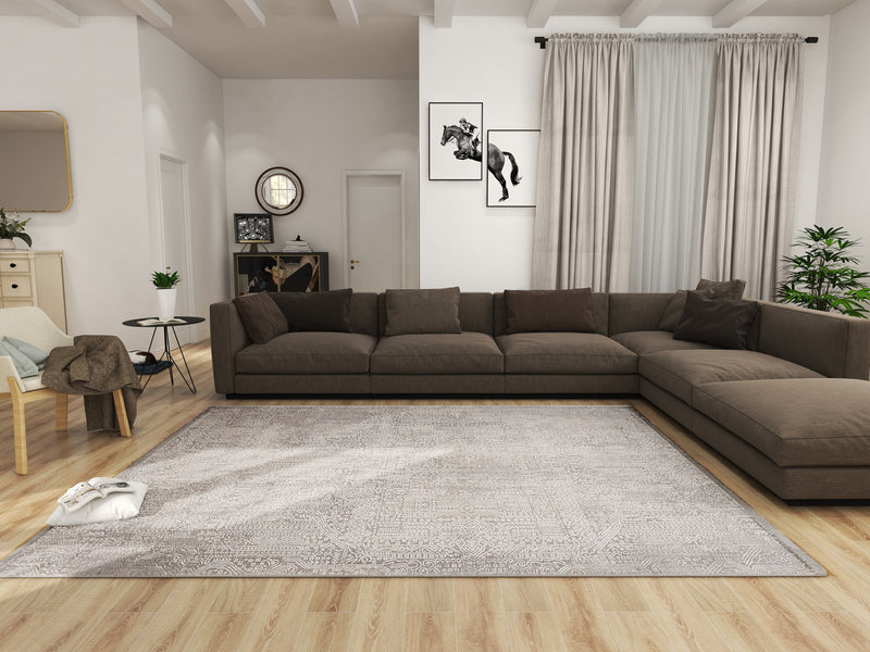 Dolce Vita Halı Quadro 3709 Grey - Gri Salon Halısı - Dolce Vita Halı